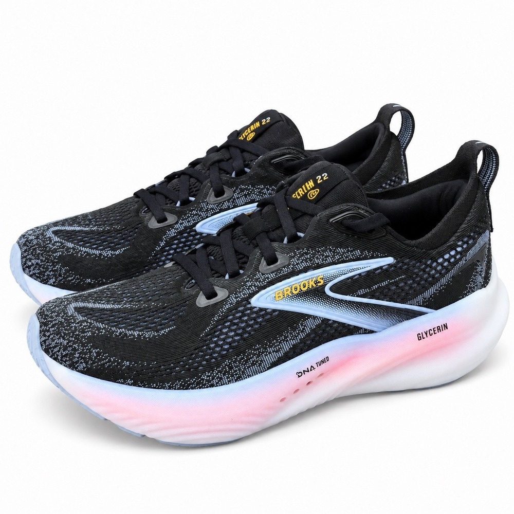 Brooks Glycerin 22 Black Blue Heron Orange 1204341B088 Women's Size 9.5 Running